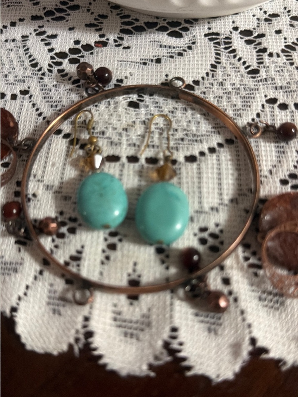 Turquoise Oval Drop Earrings - Women's Jewelry